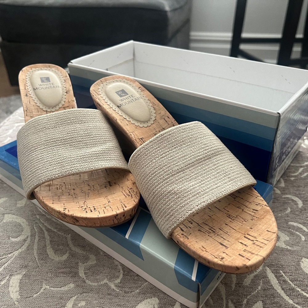 Natural Colored Slide Wedge Sandal